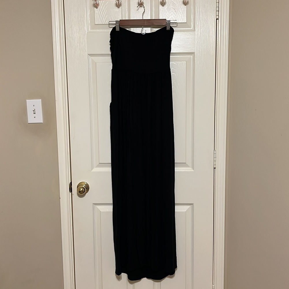 Amazon Strapless Black Maxi Dress with Pockets